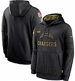 Men's Los Angeles Chargers Nike Black 2020 Salute to Service Sideline Performance Pullover Hoodie,baseball caps,new era cap wholesale,wholesale hats